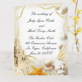 Beach Sand Castle huwelijksprogramma Kaart (Gele Bloem)