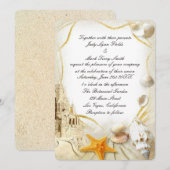 Beach Sand Castle Uitnodiging voor bruiloft (Voorkant / Achterkant)