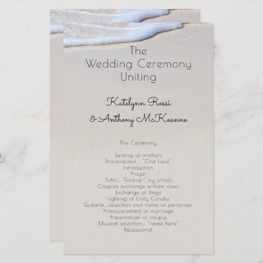 Beach Sand Custom Affordable Wedding Programme (Voorkant / Achterkant)