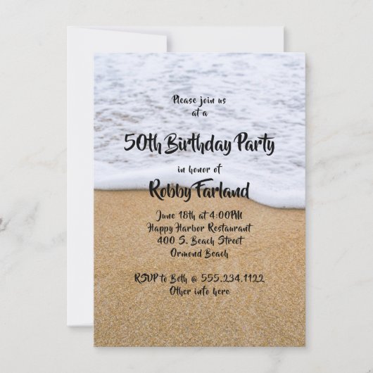 Beach Sand Custom Age Birthday Party Kaart (Voorkant)