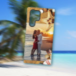 Beach Sand Custom Photo Template Phone Case Case Samsung Galaxy Hoesje<br><div class="desc">Beach themed smartphone hoesje met seizoenshells en zand aan uw foto. Selecteer een favoriete foto en upload het aan het fotomalplaatje. Een zeester en zeemijlen, in zand, aan de boven- en onderkant. Getoond op een hoesje van de Melkweg, maar zou boete aan een ander telefoongeval moeten overbrengen vermeld. Het zal...</div>