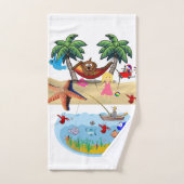 Beach Sand Dog Trees Fish Bathroom Towel Set Bad Handdoek (Handdoek)