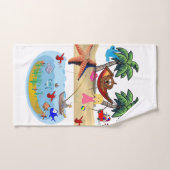 Beach Sand Dog Trees Fish Bathroom Towel Set Bad Handdoek (Handdoek)