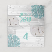 Beach Sand Dollar and Blauwgroen Coral Table Numbe Plaatskaartje (Buitenkant ongevouwen)