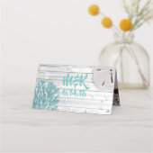 Beach Sand Dollar and Blauwgroen Coral Table Numbe Plaatskaartje (Achterkant)