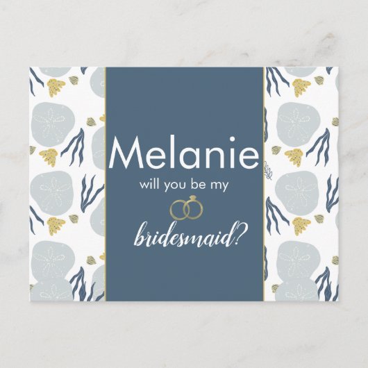 Beach Sand Dollar Bridesmaid proposal Kaart (Voorkant)