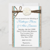 Beach Sand Dollar Burlap Turquoise Uitnodiging (Voorkant)