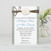 Beach Sand Dollar Burlap Turquoise Uitnodiging (Staand voorkant)