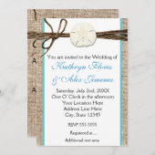 Beach Sand Dollar Burlap Turquoise Uitnodiging (Voorkant / Achterkant)