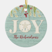 Beach Sand Dollar Christmas Joy Foto Keramisch Ornament (Voorkant)