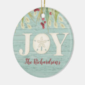 Beach Sand Dollar Christmas Joy Foto Keramisch Ornament (Links)