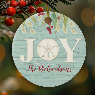 Beach Sand Dollar Christmas Joy Foto Keramisch Ornament