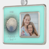 Beach Sand Dollar Mint Foto Verzilverd Omlijst Ornament (Links)