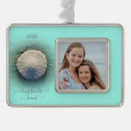 Beach Sand Dollar Mint Foto Verzilverd Omlijst Ornament