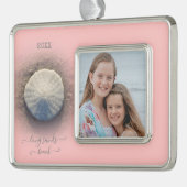Beach Sand Dollar Roze foto Verzilverd Omlijst Ornament (Links)