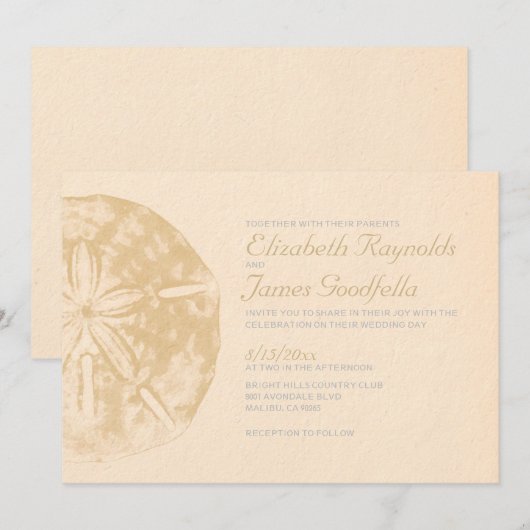  Beach Sand Dollar Wedding Invitations Kaart (Voorkant / Achterkant)