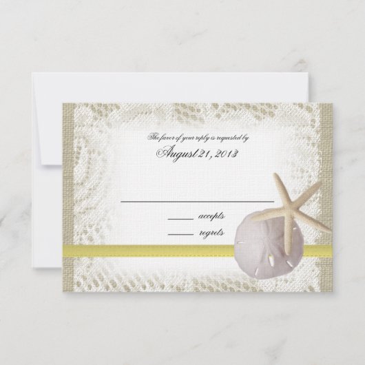 Beach Sand Dollar Wedding Response Kaart (Voorkant)