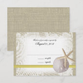 Beach Sand Dollar Wedding Response Kaart (Voorkant / Achterkant)