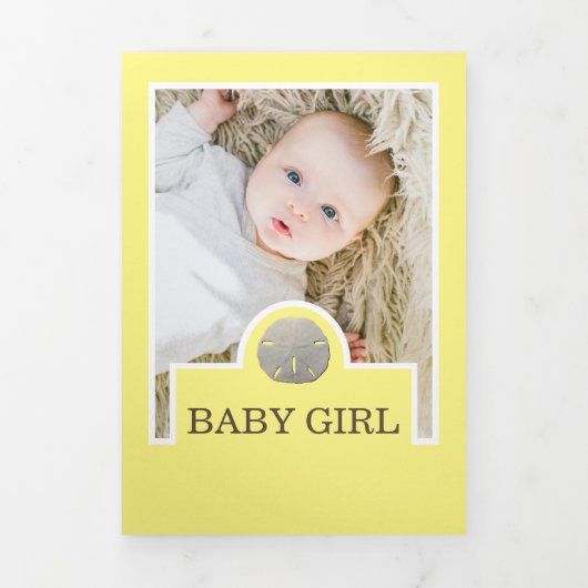 Beach Sand Dollars, 6 Fotocollage Baby Geboorte Drieluik Aankondiging (Cover)