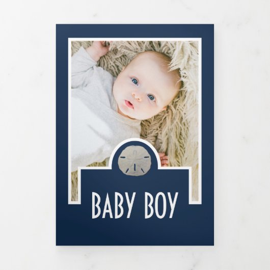 Beach Sand Dollars, 6 Fotocollage Baby Geboorte Drieluik Aankondiging (Cover)