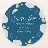 Beach Sand Dollars Botanical Save the Date Ronde Kartonnen Onderzetter (Voorkant)