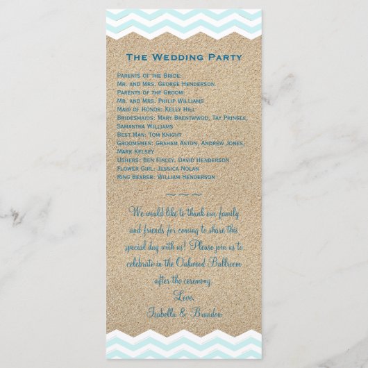 Beach Sand Dollars Wedding Programme Programmakaart (Achterkant)