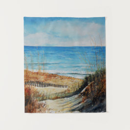 Beach Sand Dunes en Ocean Painting | Bosbouw Wandkleed