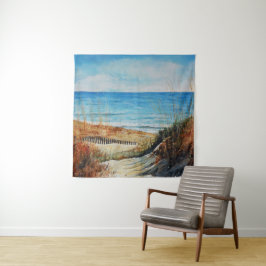 Beach Sand Dunes en Ocean Painting | Bosbouw Wandkleed