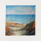 Beach Sand Dunes en Ocean Painting | Bosbouw Wandkleed (Voorkant)