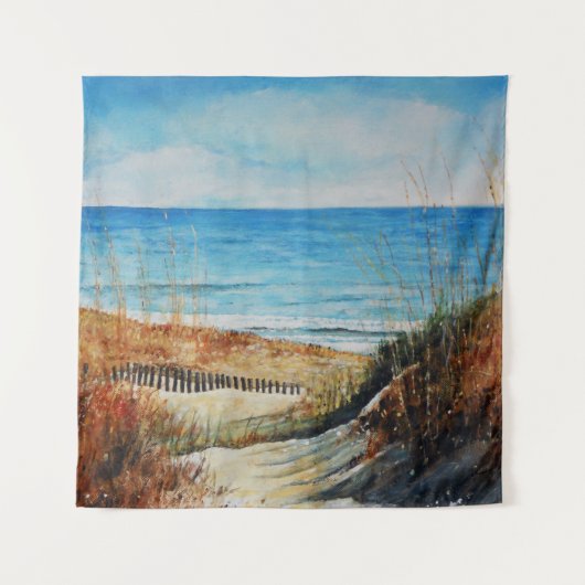 Beach Sand Dunes en Ocean Painting | Bosbouw Wandkleed (Voorkant)