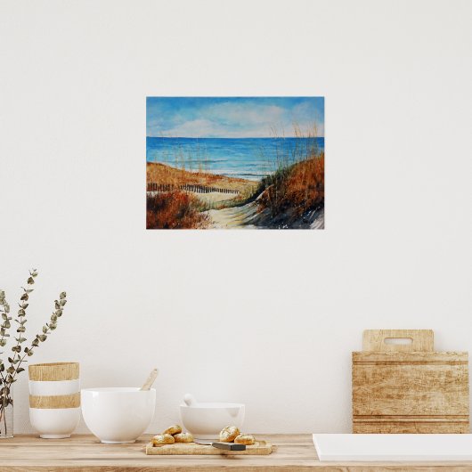 Beach Sand Dunes en Ocean Painting | POSTER (Keuken)