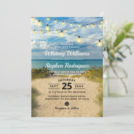 Beach Sand Dunes Wedding Kaart (Staand voorkant)