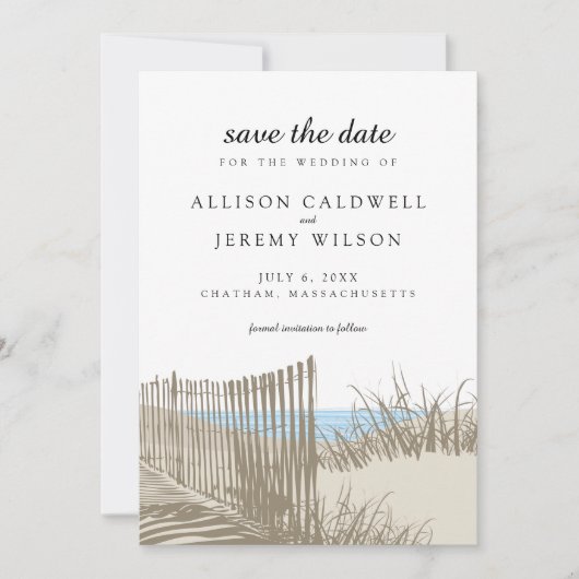Beach Sand Dunes Wedding Save the Date (Voorkant)