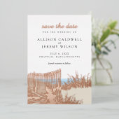Beach Sand Dunes Wedding Save the Date Folie Uitnodiging (Staand Voorkant)
