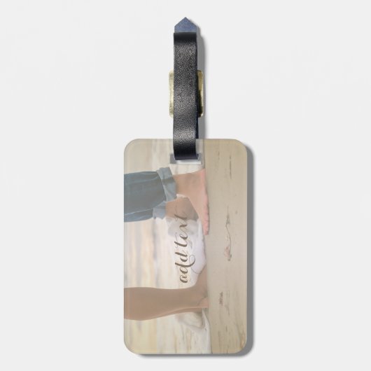 Beach, Sand, Foots, Waves, Personaliseert Bagagelabel (Achterkant verticaal)