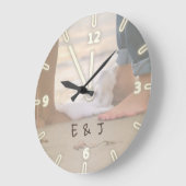 Beach, Sand, Foots, Waves, Personaliseert Grote Klok (Hoek)