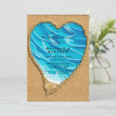 Beach Sand Heart Destination Wedding Shower uitnod (Staand voorkant)