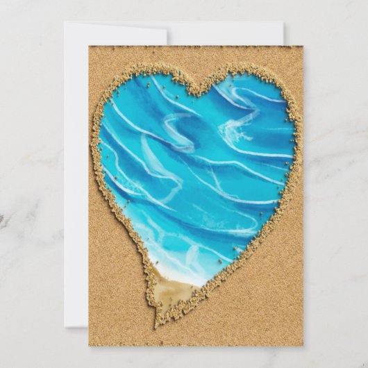 Beach Sand Heart Destination Wedding Shower uitnod (Achterkant)