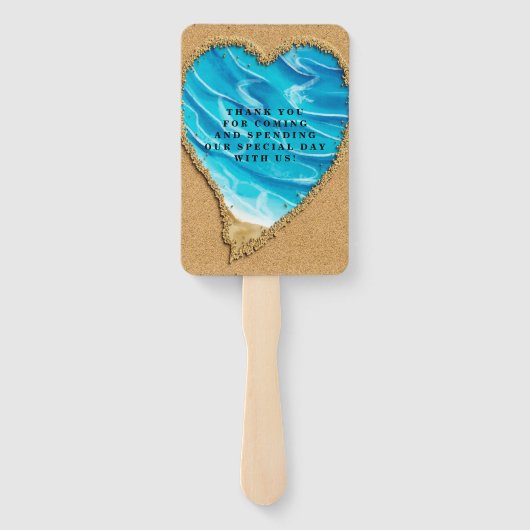 Beach Sand Heart Seashore Weddenschap Handwaaier (Achterkant)