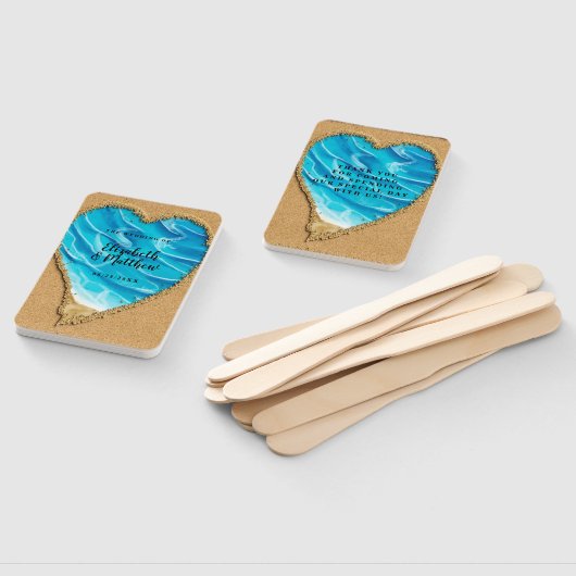 Beach Sand Heart Seashore Weddenschap Handwaaier (Niet-gemonteerd)