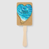 Beach Sand Heart Seashore Weddenschap Handwaaier (Voorkant)