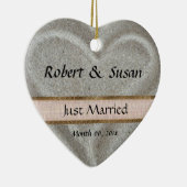 Beach Sand Heart Shaped Wedding Favor Keramisch Ornament (Rechts)