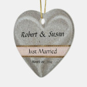 Beach Sand Heart Shaped Wedding Favor Keramisch Ornament (Links)