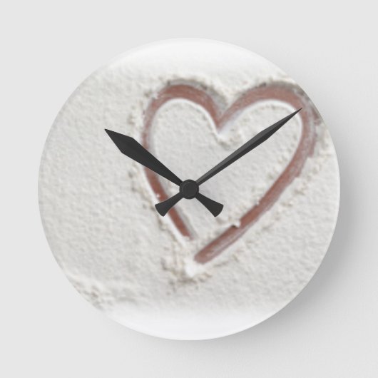Beach Sand Heart Valentijn Ronde Klok (Voorkant)
