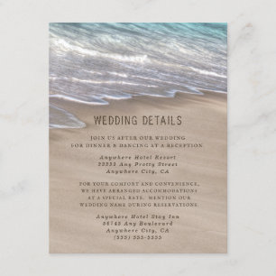 Beach Sand Hearts Elegant Tropical Modern Wedding Informatiekaartje
