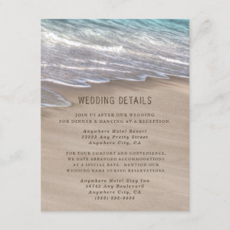 Beach Sand Hearts Elegant Tropical Modern Wedding Informatiekaartje