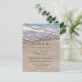 Beach Sand Hearts Elegant Tropical Modern Wedding Informatiekaartje (Staand voorkant)