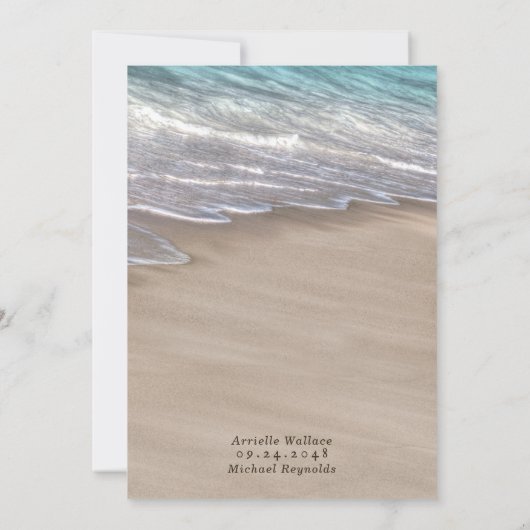 Beach Sand Hearts Elegant Tropical Modern Wedding Kaart (Achterkant)