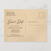 Beach Sand Hearts Palm Save the Date Aankondiging Briefkaart (Achterkant)