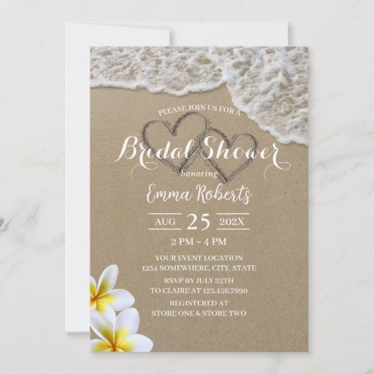 Beach Sand Hearts Tropical Florence Vrijgezellenfe Kaart (Voorkant)